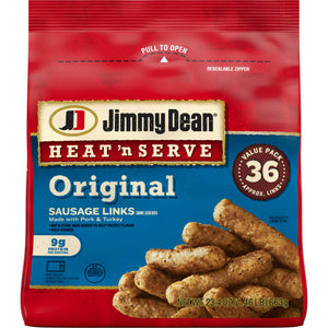 Jimmy Dean Frozen Heat 'N Serve Pork Breakfast Sausage Links Original, 23.4 oz, 36 ct