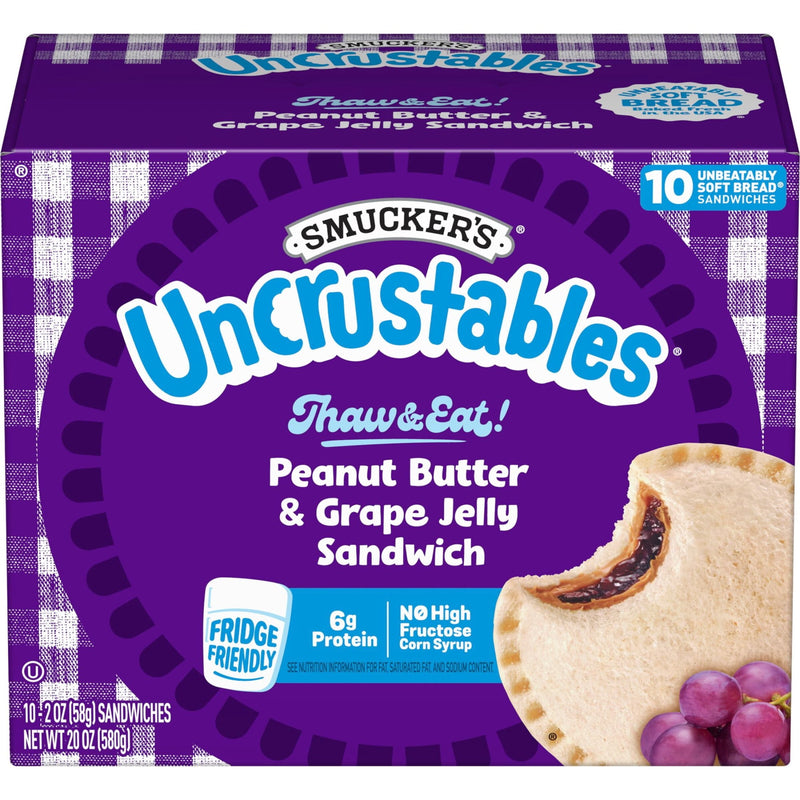 Smucker's Frozen Uncrustables Peanut Butter & Grape Jelly Sandwiches, 20 oz, 10 ct