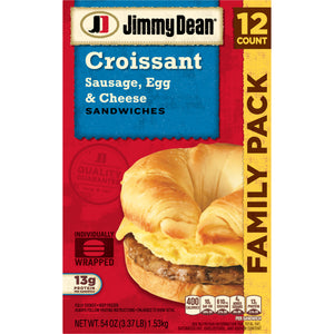 Jimmy Dean Frozen Breakfast Sandwiches Sausage Egg & Cheese Croissant, 54 oz, 12 ct