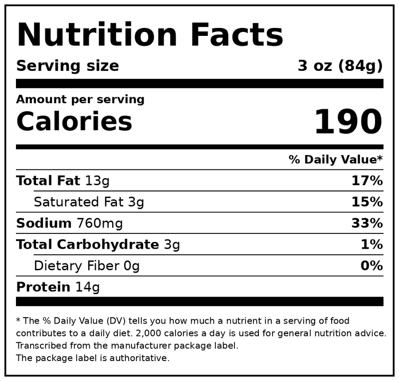 Tyson Any'tizers Buffalo Style Hot Wings, Bone-in, 22 oz (Frozen, Fully Cooked) — Nutrition Facts
