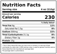 Great Value Famous Chicken Fingers, 3lb (Frozen) — Nutrition Facts