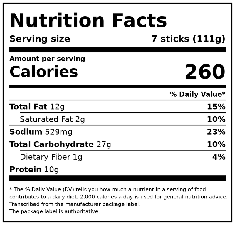 Great Value Breaded Fish Sticks, 24.7 oz, 44 Count — Nutrition Facts
