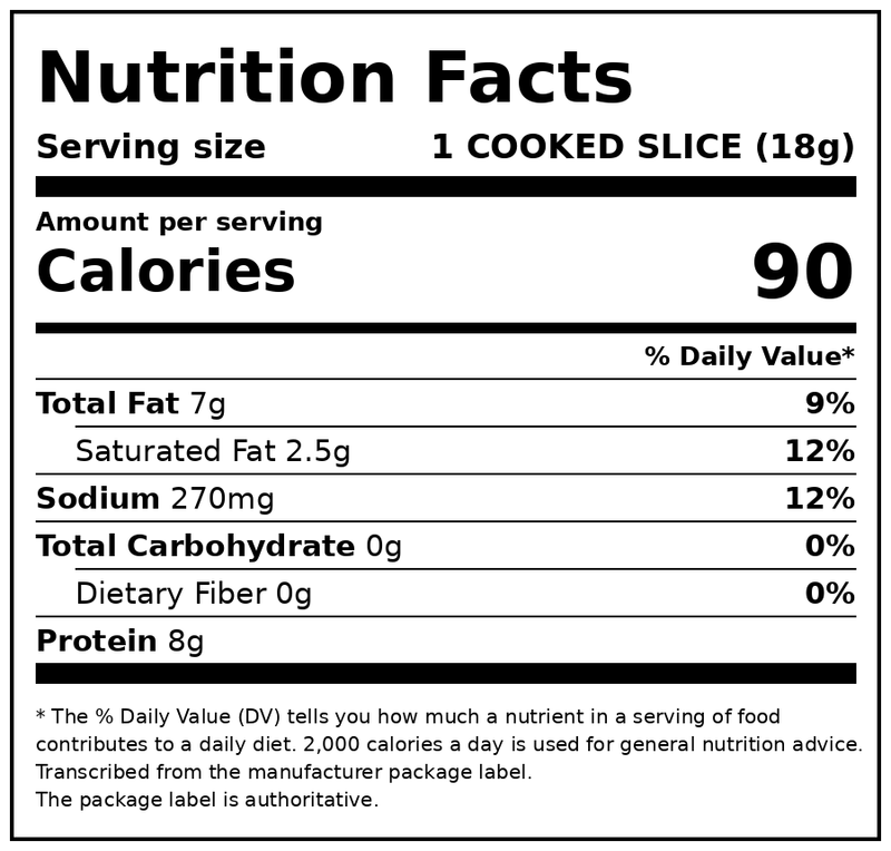Great Value Naturally Hickory Smoked Thick Cut Sliced Bacon, 24 oz — Nutrition Facts