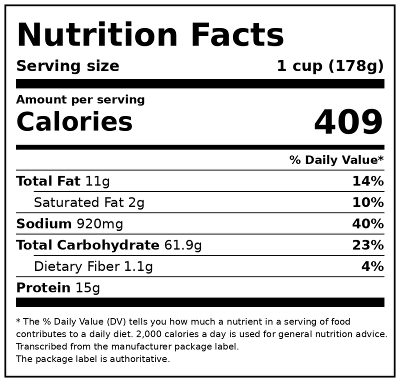 InnovAsian General Tso's Chicken, 36 oz (Frozen Meal) — Nutrition Facts