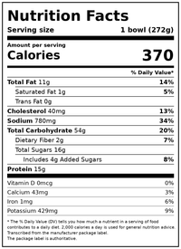 Scott & Jon’s Frozen Meals, Honey Sesame Salmon Rice Bowl, Microwave Meals, Frozen Dinner for One, 9.6 oz — Nutrition Facts