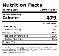 Banquet MEGA Bowls Buffalo-Style Chicken Mac 'N Cheese, 27g Protein, Frozen Meal, 14 oz. — Nutrition Facts