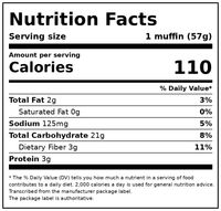 Veggies Made Great Blueberry Oat Muffin, 12oz, 6ct Box (Frozen) — Nutrition Facts