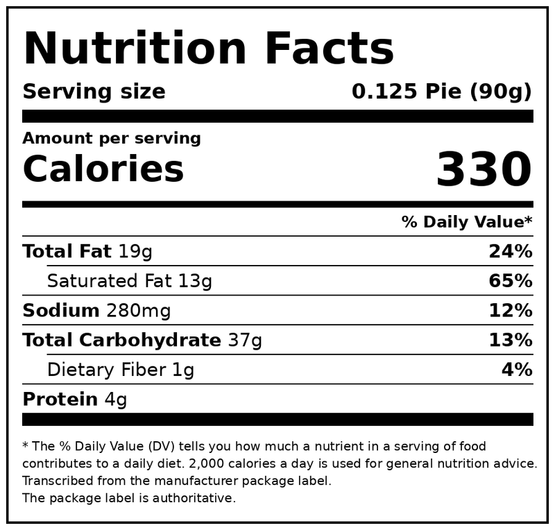 Edwards Frozen Chocolate Crème Dessert Pie, 25.5 oz — Nutrition Facts