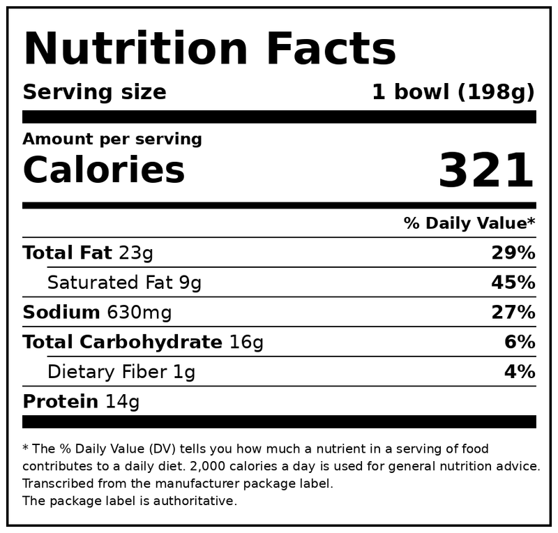 Great Value Frozen Sausage & Gravy Breakfast Bowl, 7 oz — Nutrition Facts