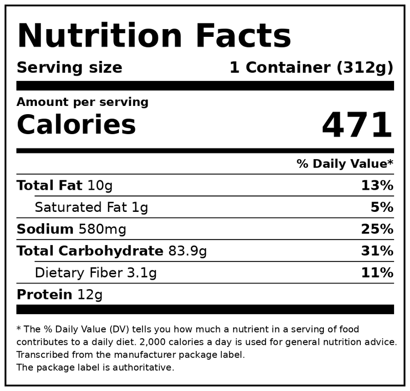 Tai Pei Sweet & Sour Chicken with Vegetable Rice, Frozen Meal, 11 oz — Nutrition Facts