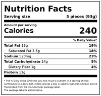 White Castle Original Chicken Rings 20oz Bag (Frozen Chicken) — Nutrition Facts