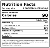 Great Value Naturally Hickory Smoked Sliced Bacon, 16 oz — Nutrition Facts