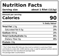 Great Value Frozen Tilapia Skinless & Boneless Fillets, 2 lb Bag — Nutrition Facts