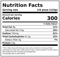 Great Value Frozen Rising Crust Buffalo Chicken Pizza with Mozzarella and Asiago Cheeses, 27.95 oz — Nutrition Facts