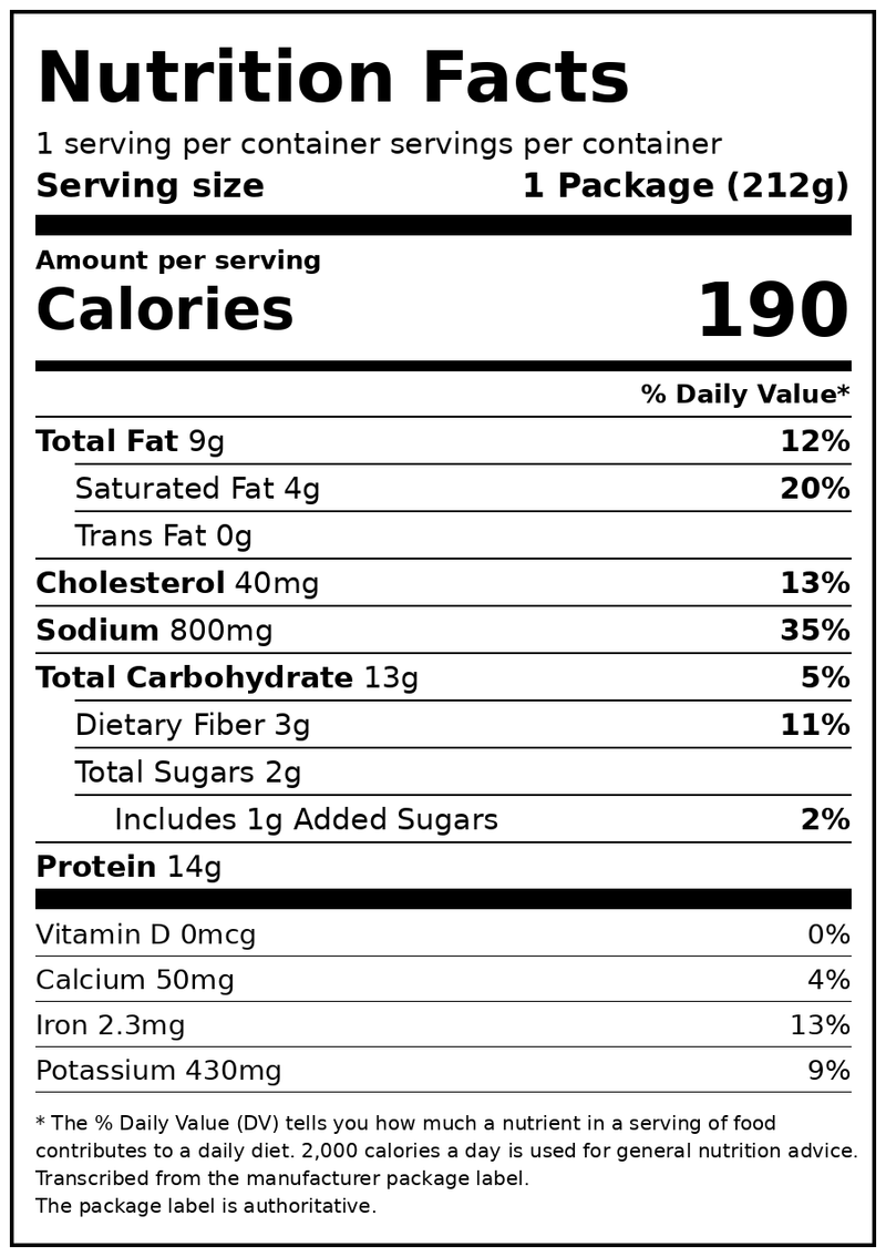 Lean Cuisine Steak Portabella, Frozen Meal, 7.5 oz — Nutrition Facts