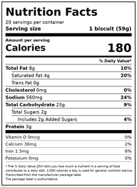 Pillsbury Grands! Southern Style Frozen Breakfast Biscuits, Value Pack, 20 ct., 41.6 oz — Nutrition Facts