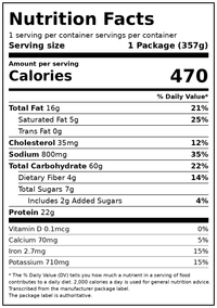 Stouffer's Spaghetti with Meatball, Single Serve, Frozen Entrees for One, Ready to Cook Easy Dinners, Protein Frozen Meals 12.625 oz — Nutrition Facts