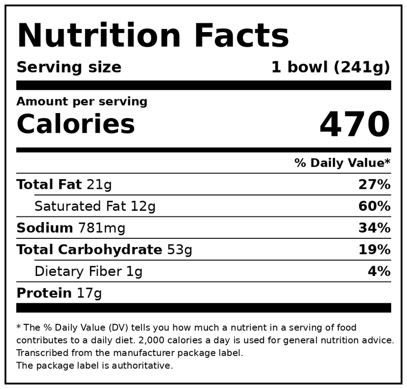 Amy's Frozen Meals, Three Cheese Kale Bake Bowl, Microwave Meals, 8.5 oz — Nutrition Facts