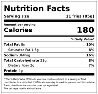 Green Giant Veggie Fries Zucchini Garlic & Parmesan, 12 oz Bag (Frozen Vegetables) — Nutrition Facts