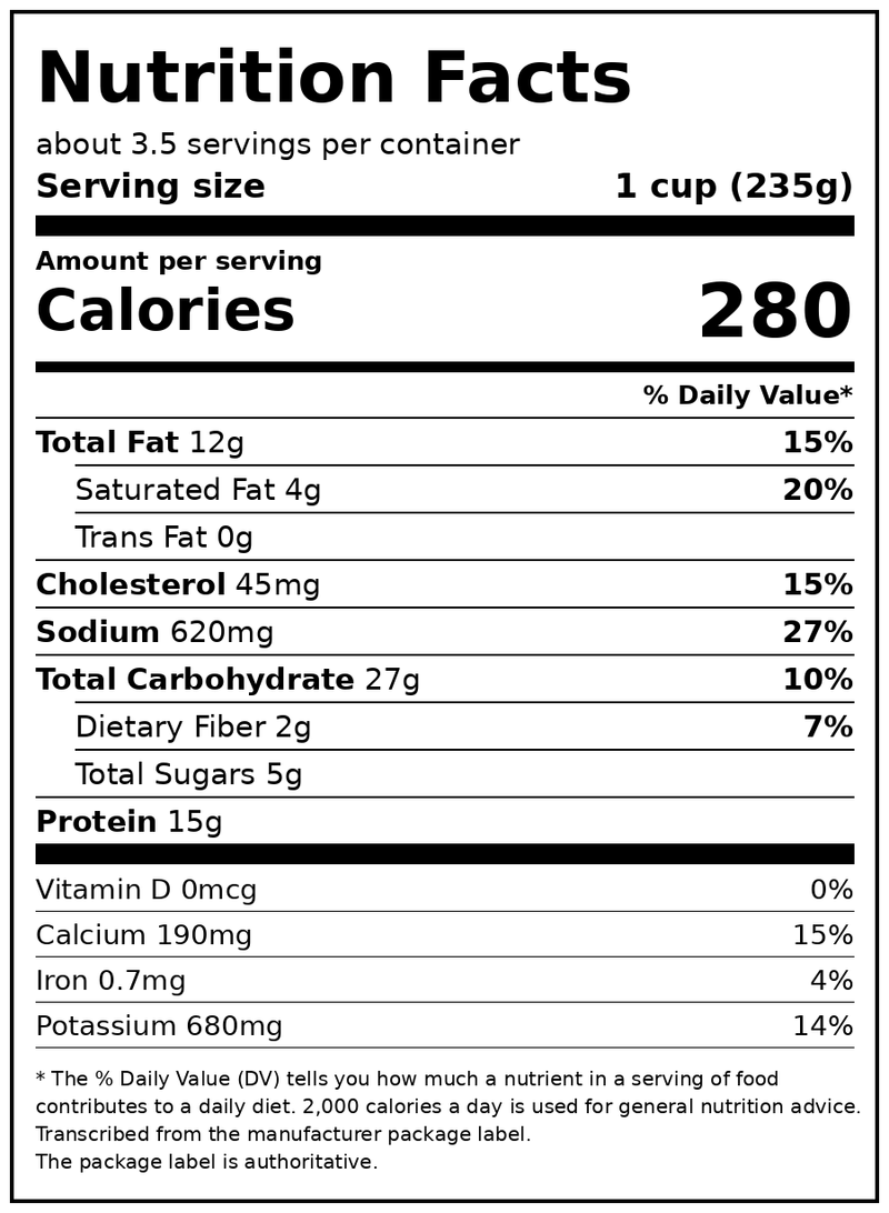 Marie Callender's Cheesy Chicken and Rice, Meal to Share, Frozen Meal, 27 oz. — Nutrition Facts