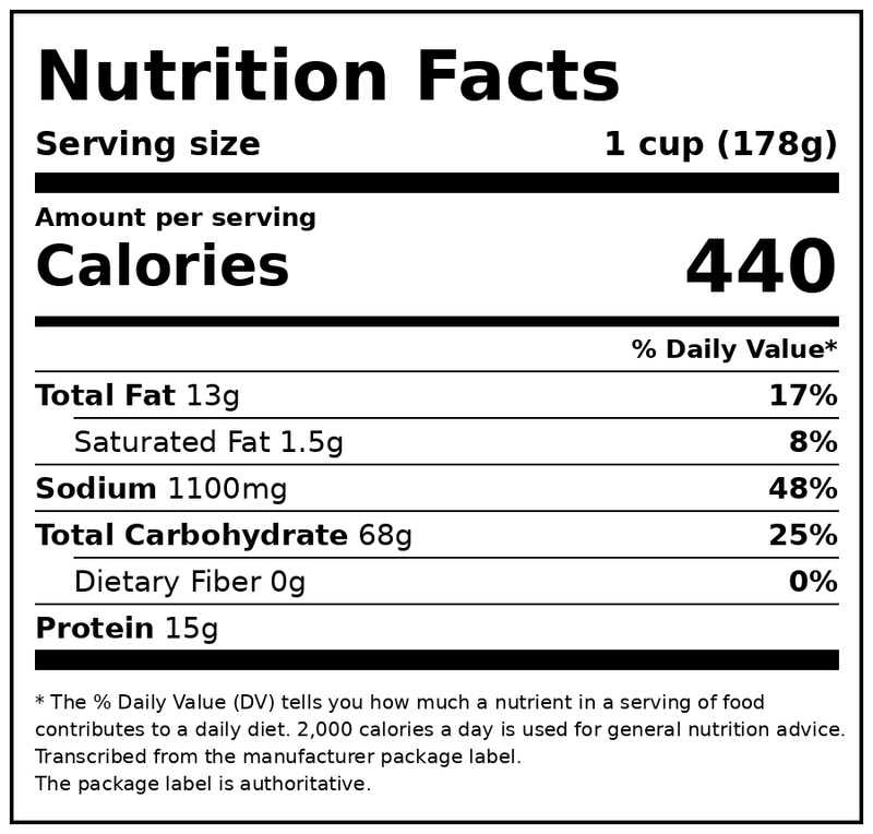 InnovAsian Crispy Honey Chicken, 18 oz (Frozen Meal) — Nutrition Facts