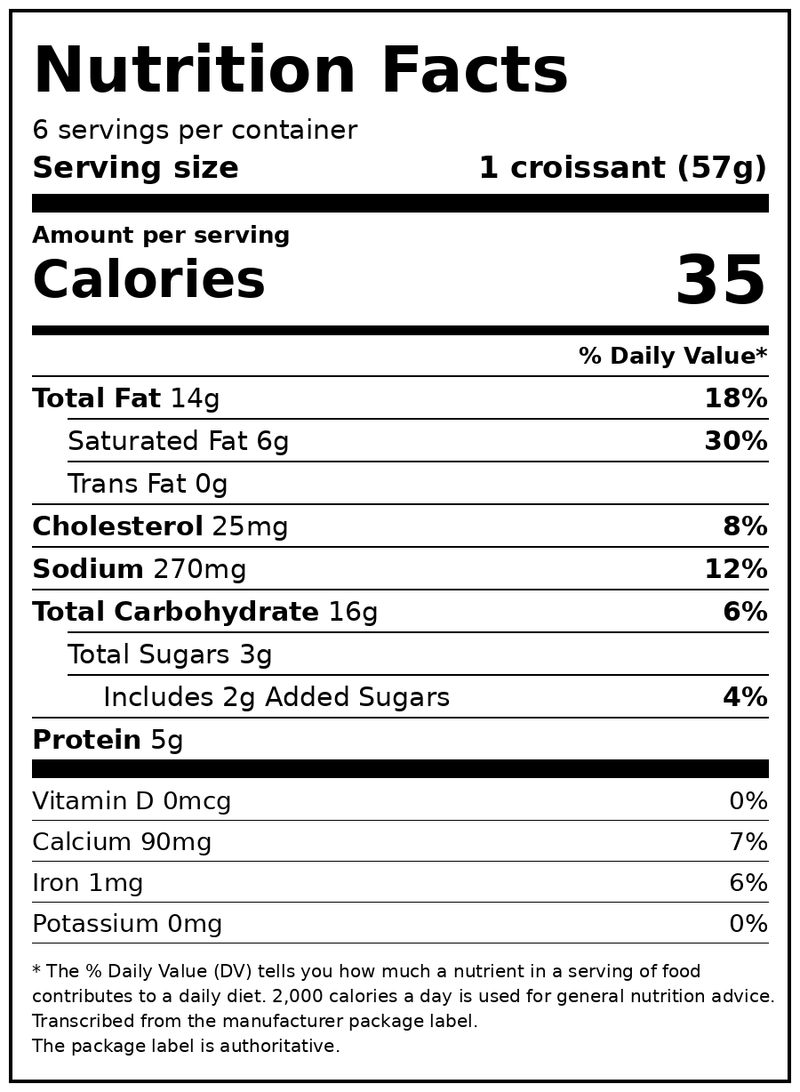 bettergoods Basil Pesto Hand Tied Croissant Knots, Garlic Filled, 12 oz, 6 Count (Frozen) — Nutrition Facts