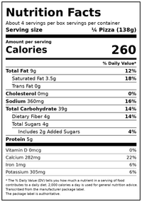 Daiya Dairy Free Gluten Free Meatless Supreme Pizza, Vegan, 19.4 oz (Frozen) — Nutrition Facts