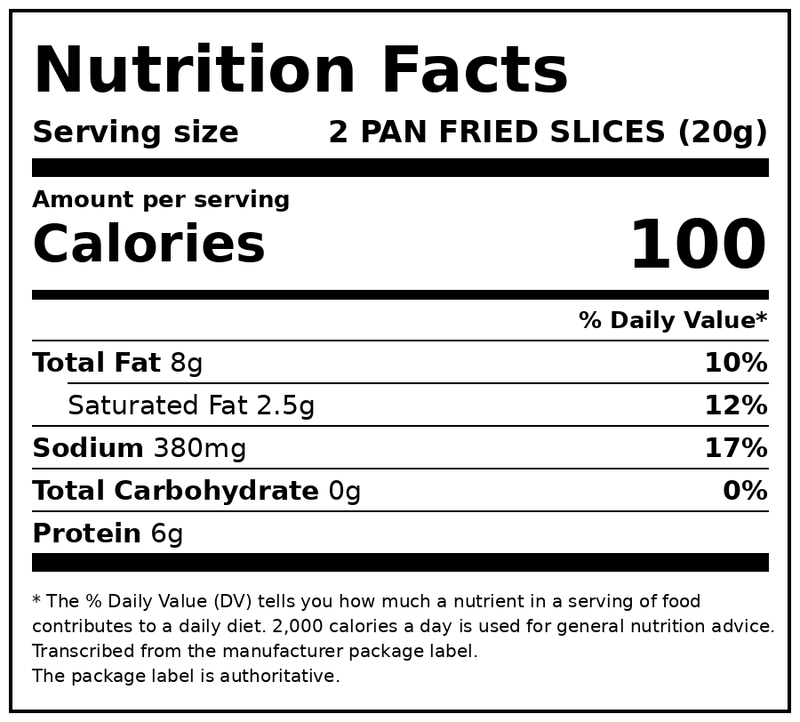 HORMEL NATURAL CHOICE Original Uncured Bacon, Gluten Free, Refrigerated, 12 oz Plastic Package — Nutrition Facts