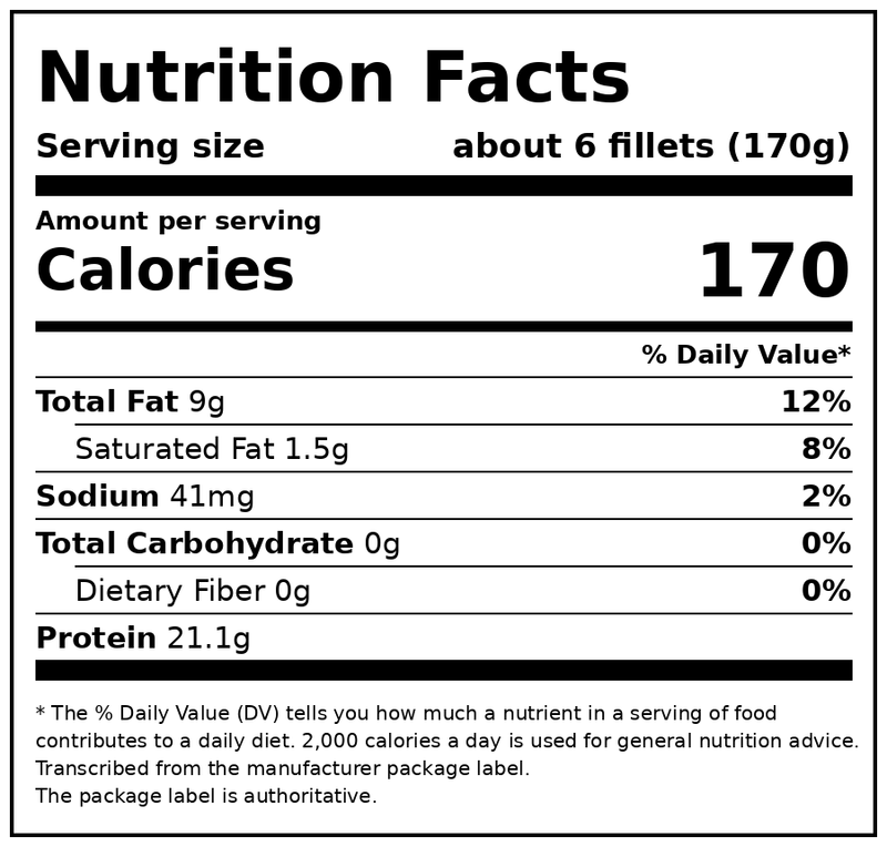 Great Value Frozen Catfish Skinless Fillets, 2 lb Bag — Nutrition Facts