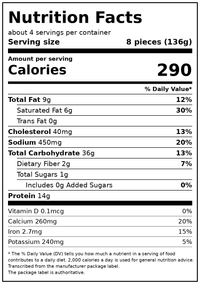 bettergoods Herb Cheese Ravioli, 18 oz (Frozen) — Nutrition Facts
