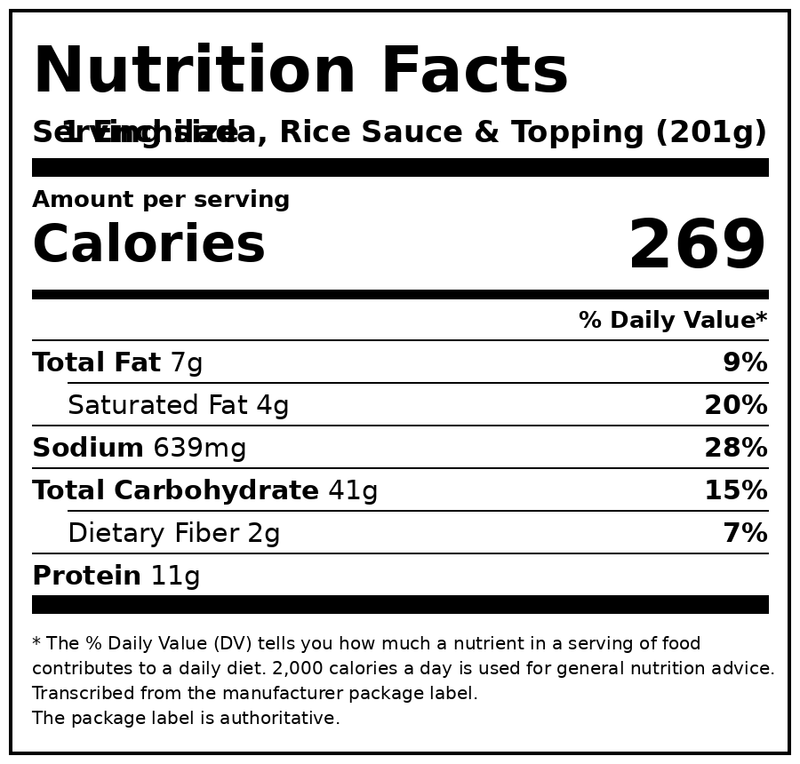 Stouffer’s Chicken Enchiladas, Party Size, Frozen Enchiladas, Party Size Frozen Meals 57 oz — Nutrition Facts