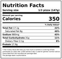 California Pizza Kitchen Frozen Pizza Thin Crust Sicilian Pizza, 15.5 oz — Nutrition Facts