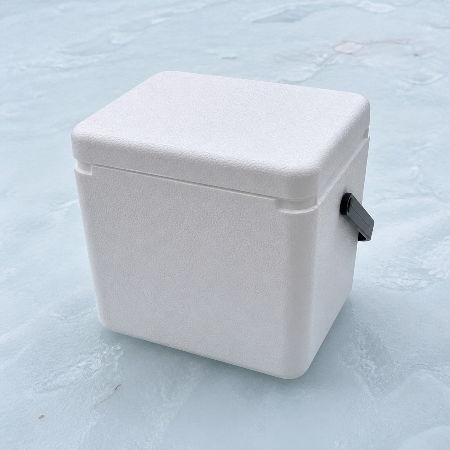 White 12 quart foam shipping cooler with lid and carry handle