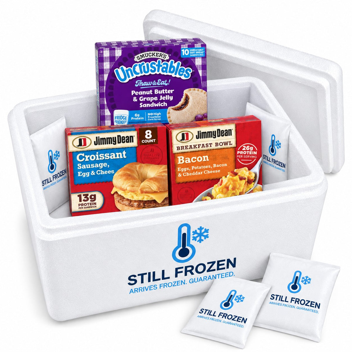 The Best-Sellers Box · Cooler S in a Still Frozen foam cooler with gel packs