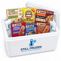 The Bowls & Waffles Box — Jimmy Dean & De Wafelbakkers · Cooler M in a Still Frozen foam cooler with gel packs
