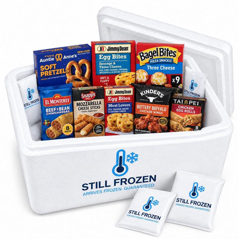 The Game Day Box · Cooler M in a Still Frozen foam cooler with gel packs