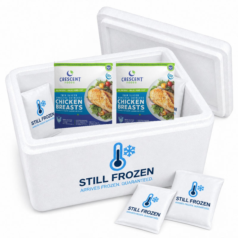 Crescent Foods Halal Boneless Skinless Breast, 5lb (Frozen) — Multipack of 2 in a Still Frozen cooler