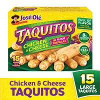 Jose Ole Chicken & Cheese Taquitos in Flour Tortillas, Frozen Mexican Food, 22.5 oz, 15 Ct — package