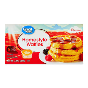 Great Value Frozen Homestyle Waffles, 12.3 oz, 10 ct