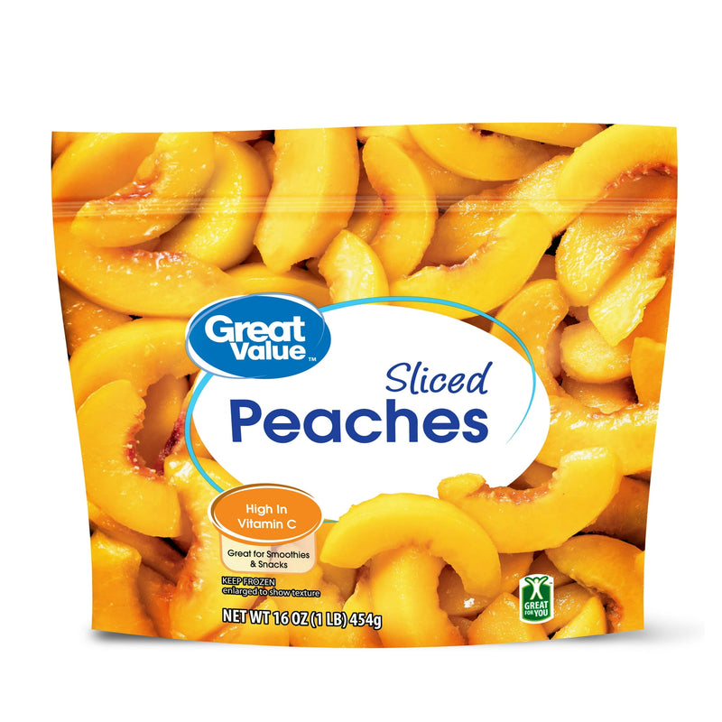 Great Value Frozen Sliced Peaches, 16 oz — package