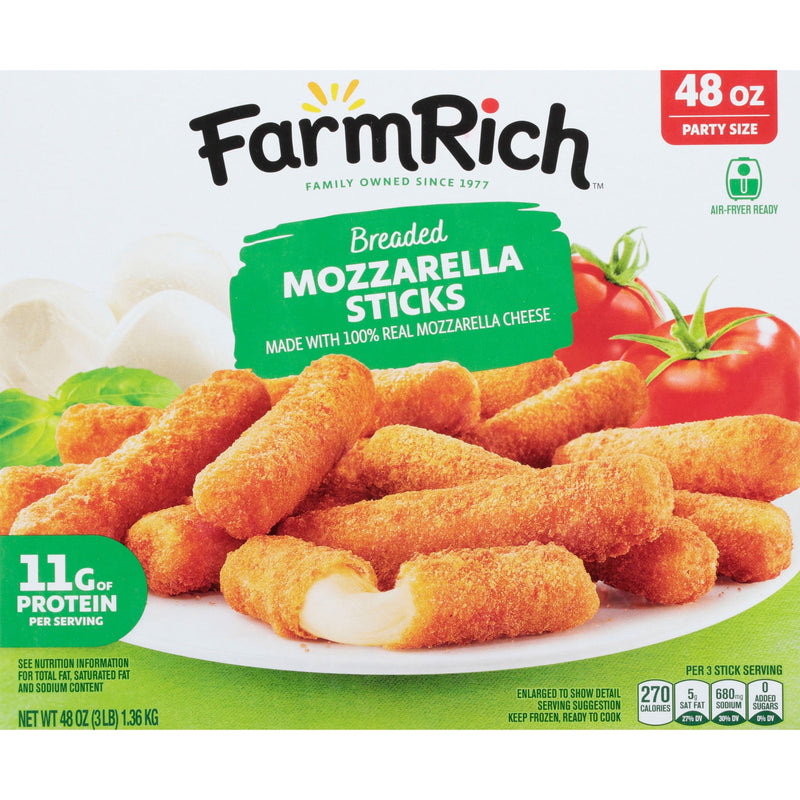 Farm Rich Breaded Mozzarella Cheese Sticks, 48 oz (Frozen Snacks and Appetizers) — package