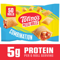 Totino's Pizza Rolls, Combination Flavored, Frozen Appetizers, 50 Rolls, 24.8 oz — package