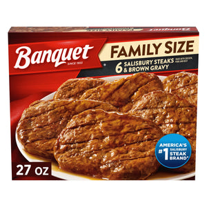 Banquet Frozen Family Size Salisbury Steaks and Brown Gravy, 27 oz