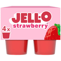 Jell-O Original Strawberry Artificially Flavored Ready-to-Eat Gelatin Snack Cups, 4 Count Cups — package