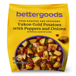 bettergoods Frozen Oven Roasted and Seasoned Yukon Gold Potatoes with Peppers and Onions, 20 oz