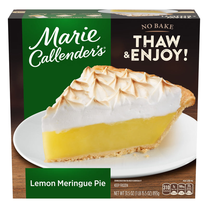 Marie Callender's Lemon Meringue Pie, Thaw & Enjoy Frozen Dessert, 31.5 oz. — package