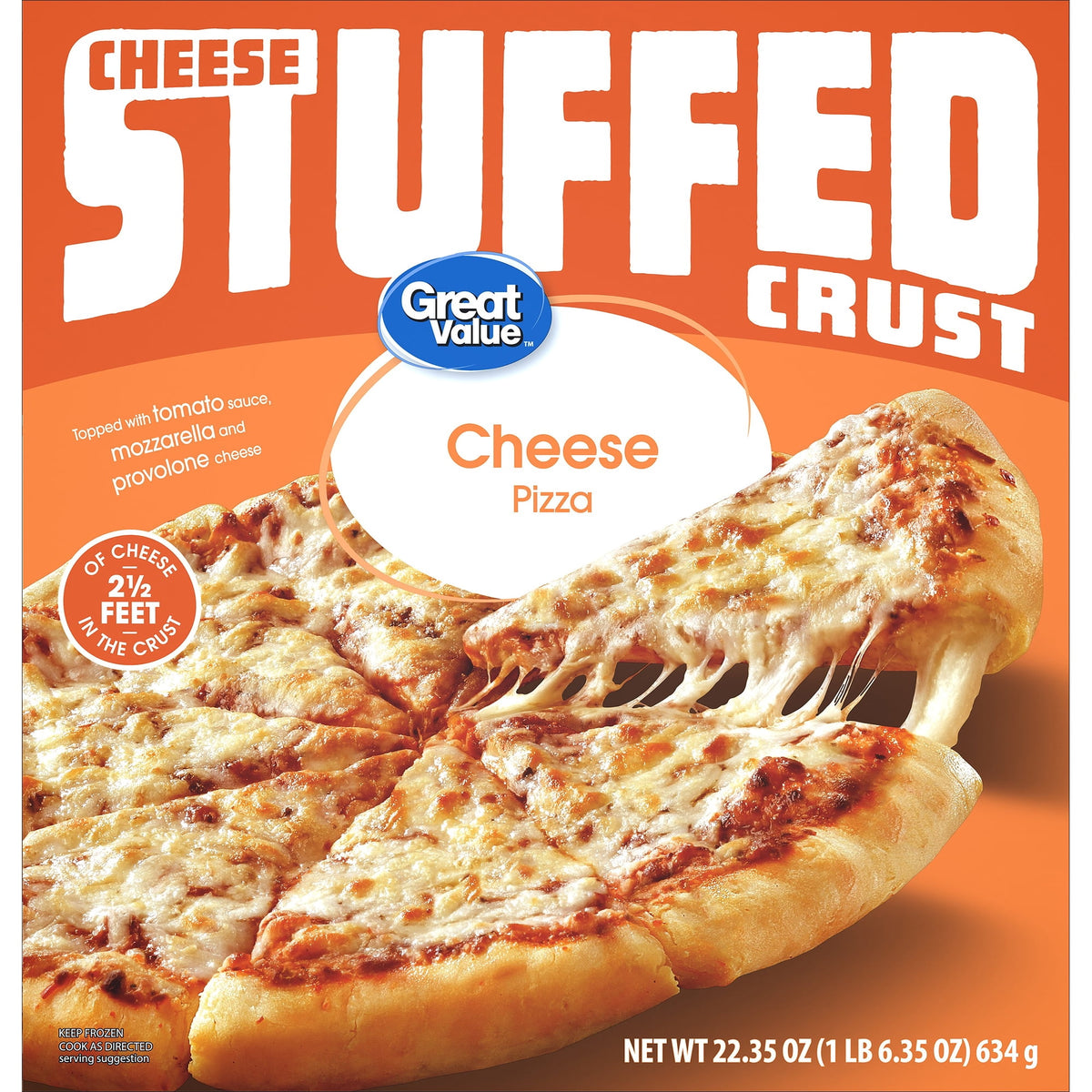 Great Value Frozen Stuffed Crust Cheese Pizza Tomato Basil Garlic Sauce, 22.3 oz