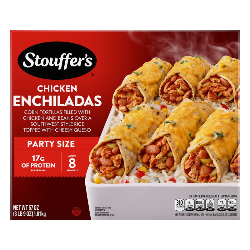 Stouffer’s Chicken Enchiladas, Party Size, Frozen Enchiladas, Party Size Frozen Meals 57 oz — package