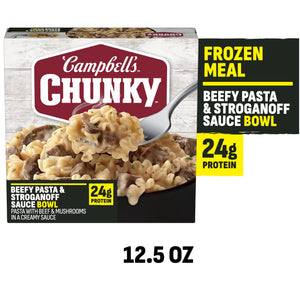 Chunky Frozen Beefy Pasta with Stroganoff Sauce Bowl, 12.5 oz