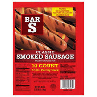 Bar‑S Classic Smoked Sausage, 14-Count, 2.5 lb Family Pack — package